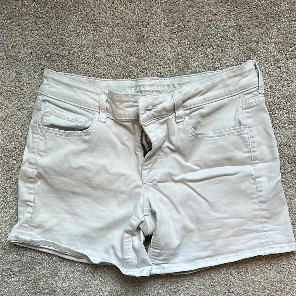 American Eagle Outfitters White Jean Shorts Distressed Cut-Off